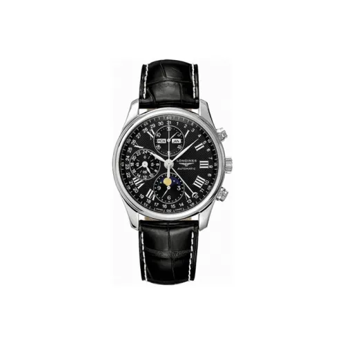 LONGINES Master Collection Механический механизм Мужские часы Черный циферблат Корпус из нержавеющей стали Ремешок из натуральной кожи