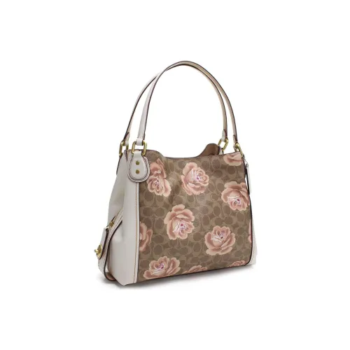 COACH Edie Canvas Leather Crossbody Bag Large Women's Brown White COACH Edie Холст Кожа Сумка через плечо Большая Женская Коричневый и Белый