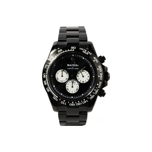 A BATHING APE Bape Watch Кварцевый механизм Нержавеющая сталь Ремешок Часы 42*50,5 мм Унисекс Черный циферблат 1F30 182 045 Черный