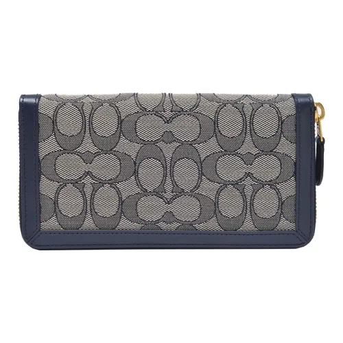 COACH Accordion Zip Жаккардовая ткань с телячьей кожей Кошелек Мужской Синий