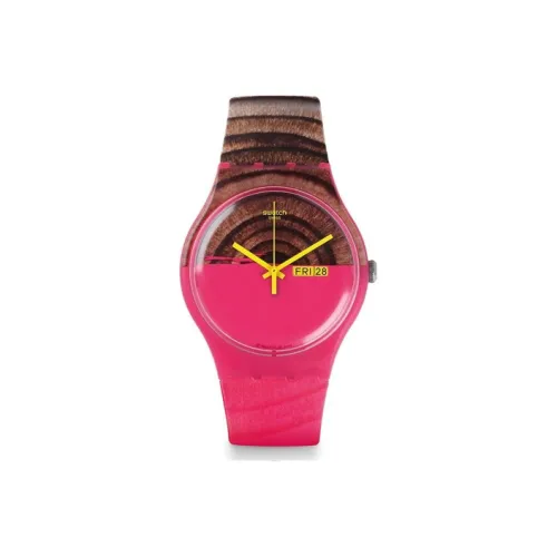 SWATCH Gent Series Кварцевый механизм Унисекс Часы 47,4 мм Красный циферблат Часы Пластиковый корпус часов