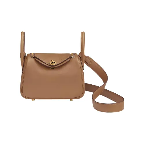 HERMES Lindy Swift Кожа Сумка Сумка через плечо Сумка через плечо Мини Молочно-чайный Мальвовый фиолетовый