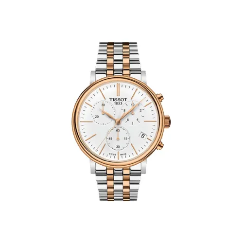 Tissot Carson Elite Series Кварцевый механизм Мужские часы Циферблат 41 мм Белый корпус из нержавеющей стали