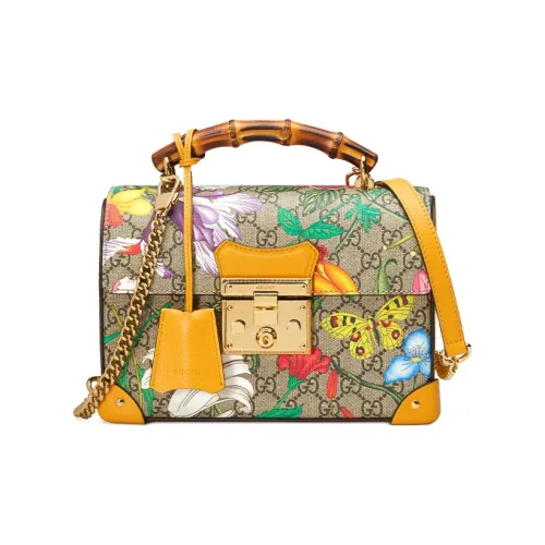 GUCCI Canvas с кожаными вставками портативная сумка через плечо маленькая женская бежевая и эбеновая