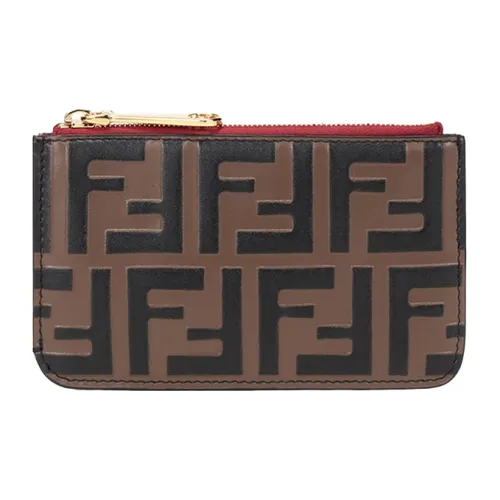 FENDI Телячья кожа Кошелек для монет держатель для карт клатч кошелек женский красный коричневый