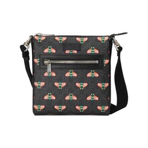 GUCCI Canvas с кожаными вставками курьерская сумка сумка через плечо мужская черная серая