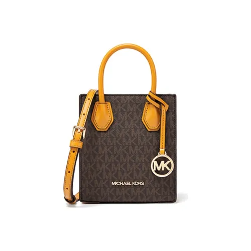 MICHAEL KORS Mercer Кожа Аккордеонная Сумка Сумка через плечо Сумка Мини Женская Темно-Коричневый Оранжевый Желтый