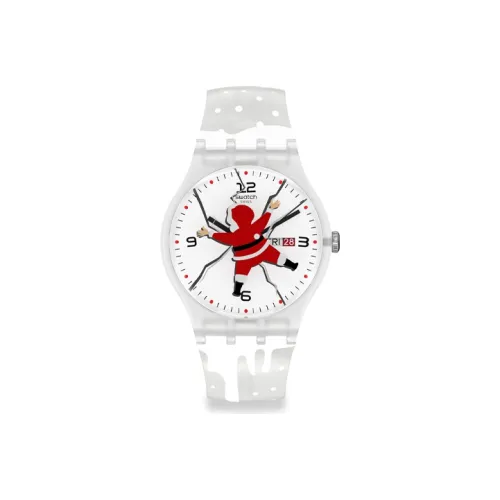 Swatch Quartz Механизм Унисекс Часы 41 мм 41*47,4 мм Белый Циферблат Пластиковый Корпус Часы Силиконовый Ремешок