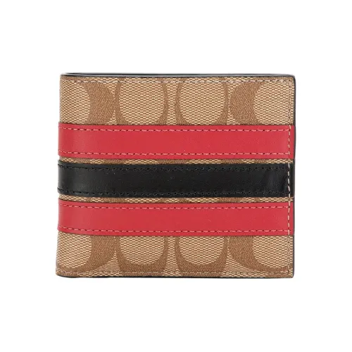 COACH Boxed Искусственная кожа с кожаными вставками Брелок Кошелек Набор в подарочной коробке Мужской Красный и Хаки