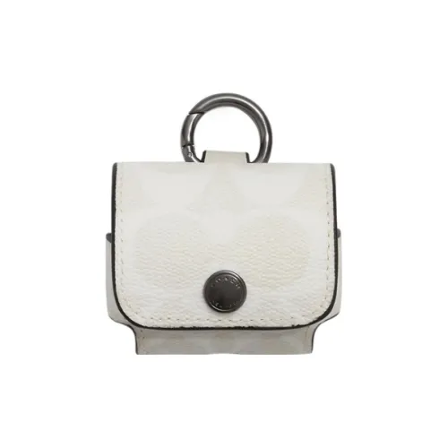 COACH Canvas с коровьей кожей чехол для наушников женский белый