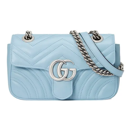 GUCCI GG Marmont Кожаная Сумка через плечо Сумка на плечо Женская Синяя