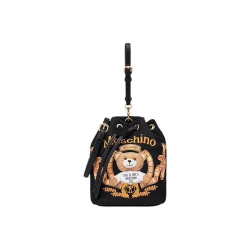 MOSCHINO Ткань Ведрообразная Сумка Сумка через плечо Сумка среднего размера Женская Черная