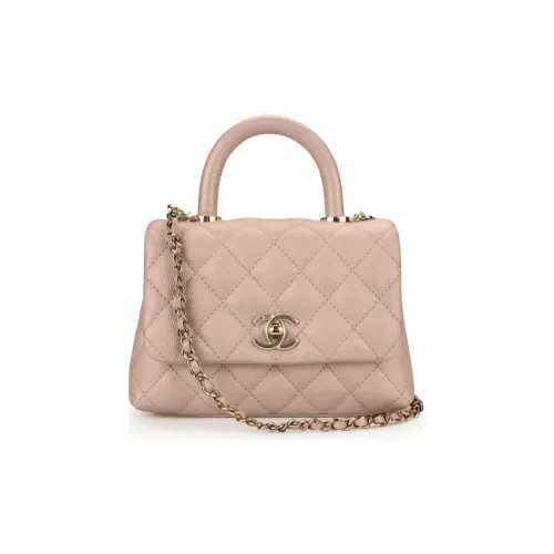 CHANEL Телячья кожа с рельефным узором Сумка Женская Молочно-чайный Розовый