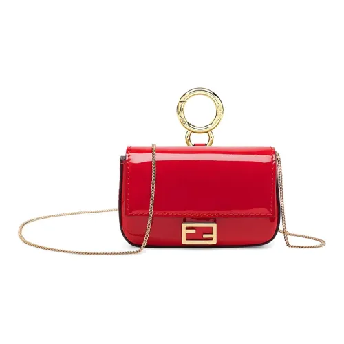 FENDI Baguette Коровья кожа Сумка через плечо Экстра мини Женская Красная