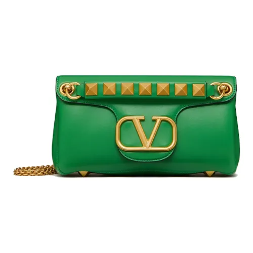 Valentino STUD SIGN Sheepskin Багет Сумка через плечо Маленькая Женская Зеленая