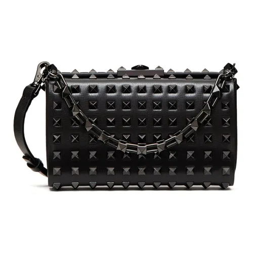Valentino Rockstud Alcove Рельефная Телячья Кожа Клатч Сумка через плечо Сумка Маленькая Женская Черная
