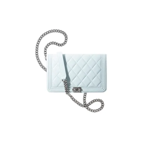 CHANEL Leboy21K Winter WOC Lambskin Wallet Crossbody Bag Women's Light Blue