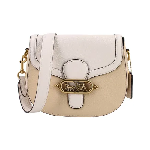 COACH Нефритовая кожа седло сумка через плечо средний размер женская белая и светло-коричневая