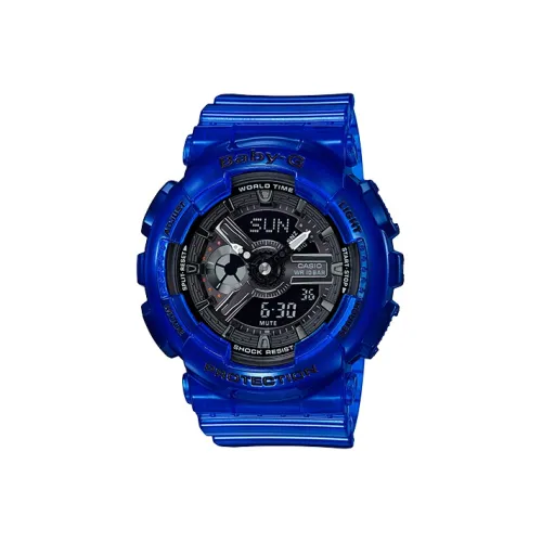 CASIO Малыш G Коллекция Кварцевый механизм Смольный ремешок Часы Женские Синий циферблат BA 110CR 2A