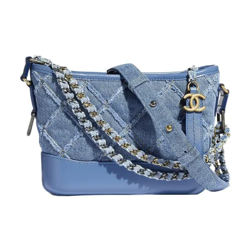 CHANEL Gabrielle Деним Хобо Сумка Рюкзак Сумка через плечо Сумка на одно плечо Маленькая Женская Сумка Синий