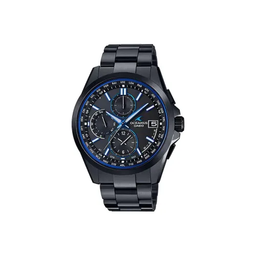 CASIO Солнечный Кварцевый Механизм Титан Ремешок Часы Мужские Черный Циферблат OCW T2600B 1AJF