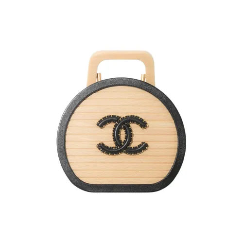 CHANEL с овчиной кожаный кошелек деревянный ящик для хранения коробка женский черный с бежевым