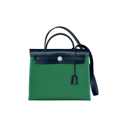 HERMES Herbag Zip Hunter Кожа с Цвет холста Сумка сумка через плечо Сумка через плечо Обычный Женские Кактусовый зеленый Индиго