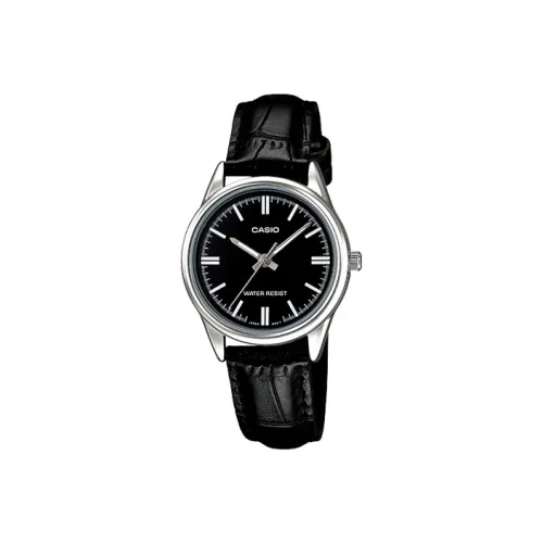 CASIO Classic Analog Collection Кварцевый механизм Кожаный ремешок Часы Женские Черный циферблат LTP V005L 1A