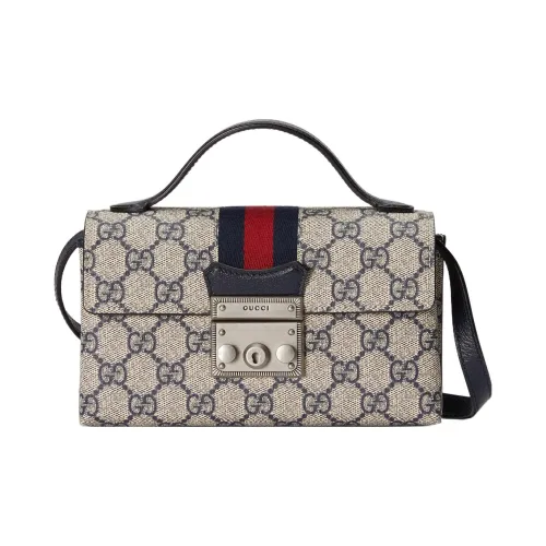 GUCCI Навесной замок Холст с кожей Сумка из холста Сумка для коробок Через плечо Сумка Сумка через плечо Мини Женские