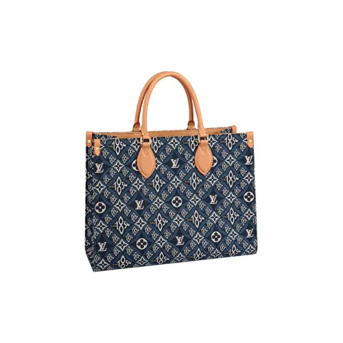 LOUIS VUITTON ONTHEGO Кожа Jungle Сумка Тоут Сумка Сумка для покупок Сумка через плечо Сумка среднего размера Женская Синяя