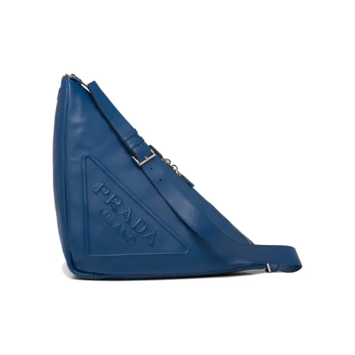 PRADA Triangle Кожа с переработанным нейлоном Треугольная сумка Сумка через плечо Мужская Темно-фиолетовая Синяя