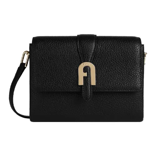 Furla Sofia Grainy Кожа Курьерская Сумка Сумка через плечо Мини Женская Черная
