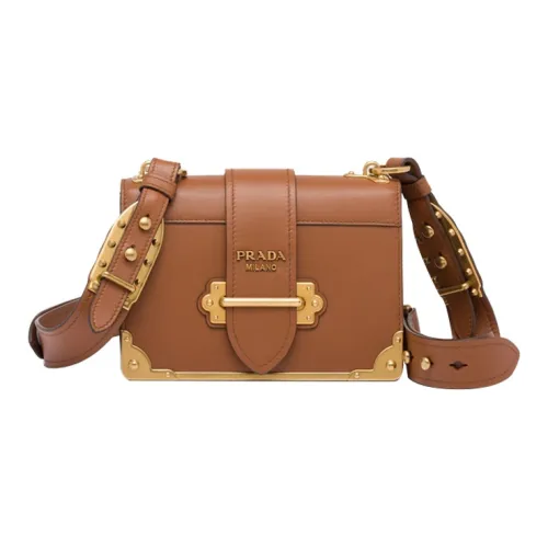 PRADA Cahier Кожа Портативный Crossbody Сумка через плечо Женская Коричневая