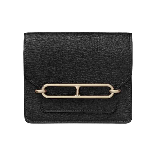 HERMES Roulis Mysore Шевро Мелочь Кошелек Кошелек Бананка Обычный Женские Черный