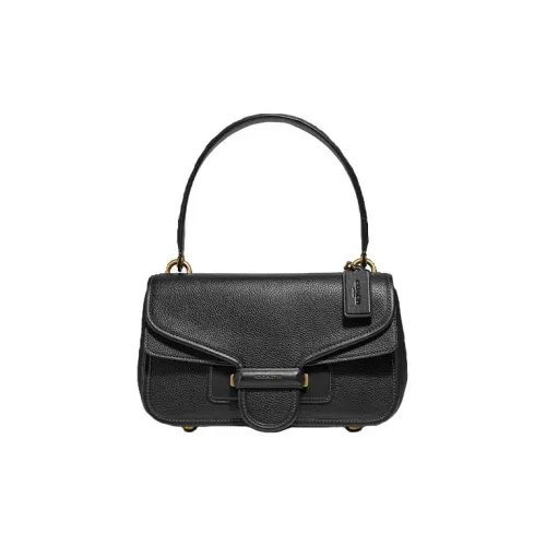 COACH Cody Личиевая текстура Кожа Коровья кожа Ручная сумка Сумка через плечо Сумка на плечо Средний Женский Черный