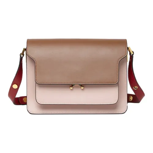 Marni Основная часть Корова Кожа Плечевая Сумка Женская Розовая Коричневая Красная и Многоцветная