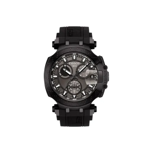 TISSOT Race Collection Кварцевый механизм Мужские часы Часы 43 мм Серый циферблат Корпус из нержавеющей стали Силиконовый ремешок