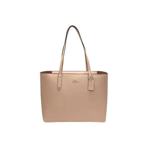 COACH Central Полированная кожа с эффектом галечного покрытия сумка-тоут сумка для покупок сумка через плечо женская нежно-розовая