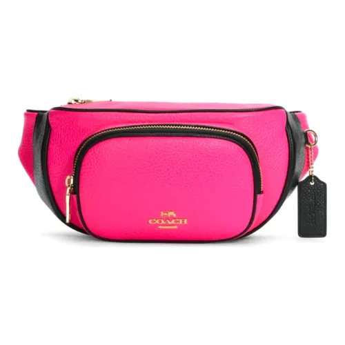 COACH CourtBelt Пескоструйная кожа Бананка Маленькая Унисекс Неоново-розовый