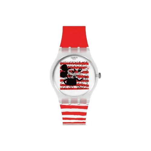 Swatch Quartz Механизм Унисекс Часы 34 мм Многоцветный Циферблат Часы Пластиковый Корпус Часы Силиконовый Ремешок