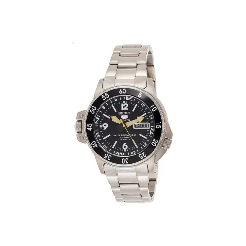 SEIKO Seiko5 Автоматический Механический Механизм Нержавеющая Сталь Ремешок Часы Мужские Черный Циферблат