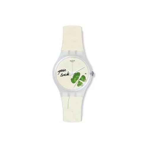 SWATCH Original Collection Кварцевый механизм Женские часы 41 мм Белый циферблат Пластиковый корпус Часы Силиконовый ремешок