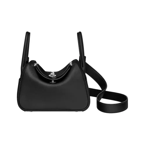 HERMES Lindy Swift Телячья кожа Сумка Сумка через плечо Сумка через плечо Мини Женская Черная