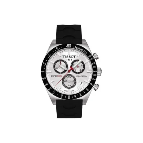 TISSOT PRS516 Collection Кварцевый механизм Мужские часы Часы 42 мм Серебристый циферблат Корпус из нержавеющей стали Резиновый ремешок