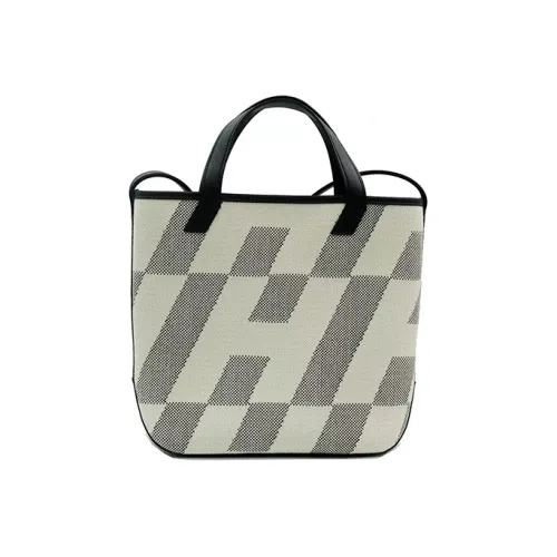 HERMES Cabas Холст с Swift Телячья кожа Сумка из холста Портативные Сумки через плечо Сумка через плечо Женская Черно-белая