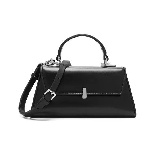 JESSIE JANE Корова Кожа Трапеция Сумка Портативная Сумка через плечо Сумка на плечо Стандартная Женская Черная Темно-Коричневая