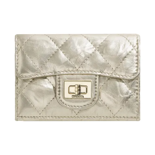 CHANEL 2,55 Коровья кожа Кошелек Женские Золотой