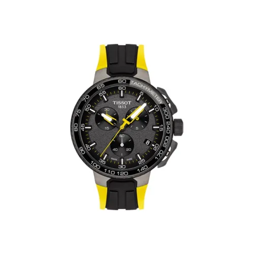 TISSOT Race Collection Кварцевый механизм Мужские часы Циферблат Черный Корпус из нержавеющей стали Ремешок из силикона