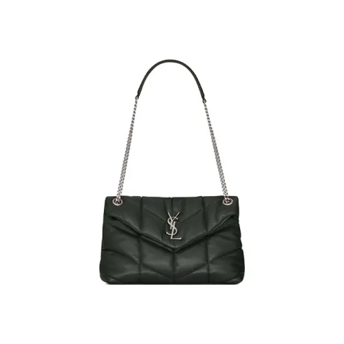 SAINT LAURENT Puffer Овчина Cloud Сумка Подушка Сумка Сумка через плечо Сумка на плечо Женская Ink Зеленый Черный