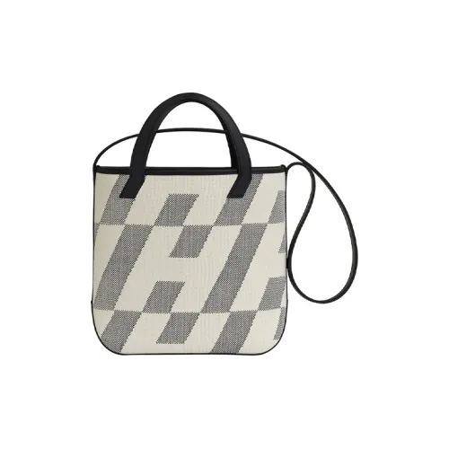 HERMES Cabas Swift Кожа с H Цвет холста Портативный Сумки кроссбоди Сумка через плечо Женские Серый